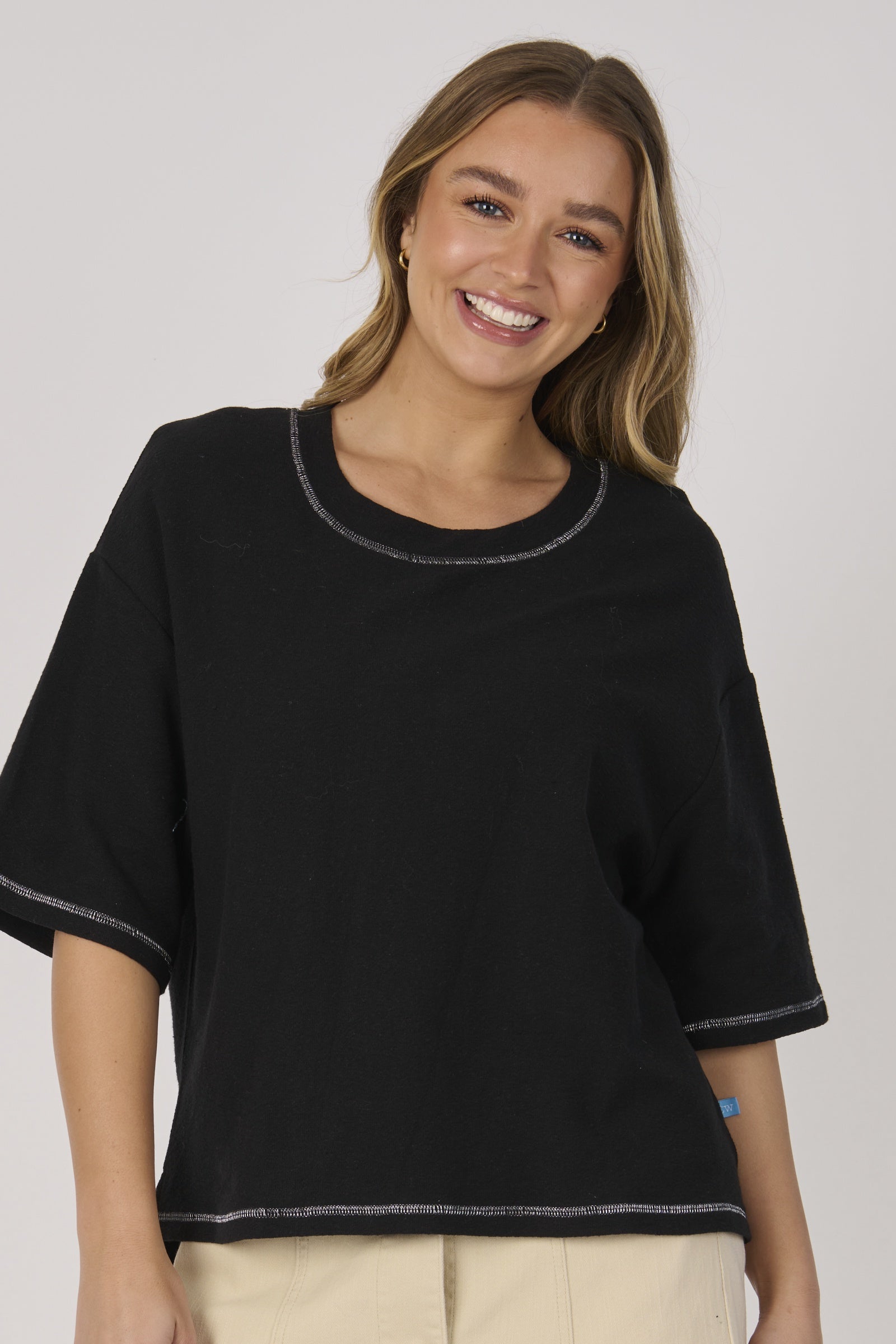 Contrast Stitch Boxy Tee