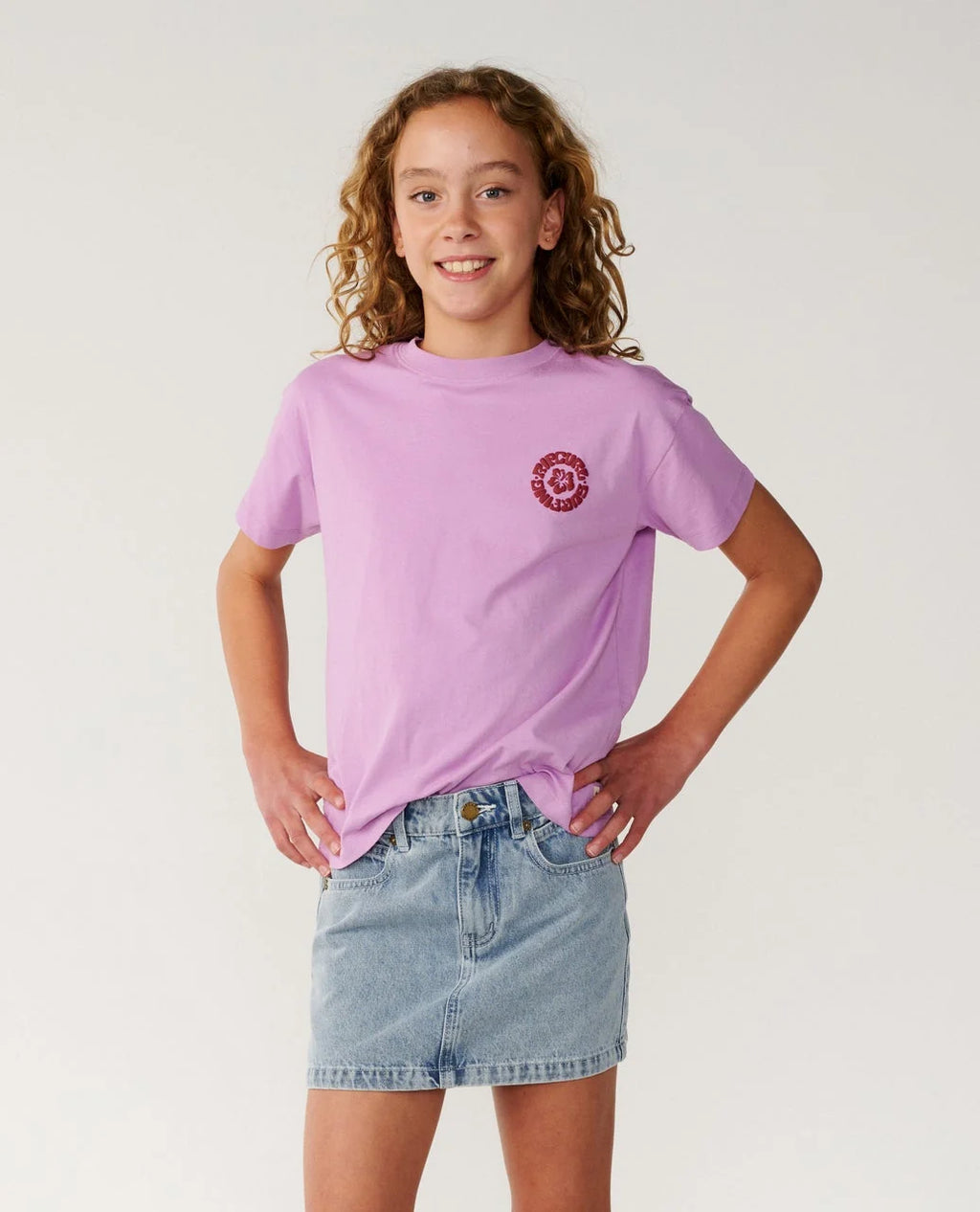 Surf Puff Relaxed Girls Tee - Lilac