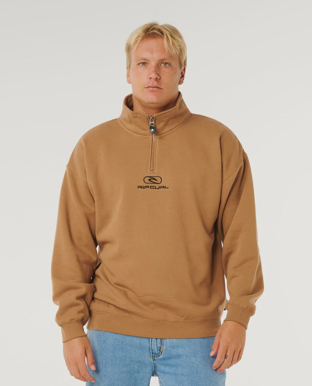 Pill Icon 1/4 Zip Crew - Mocha
