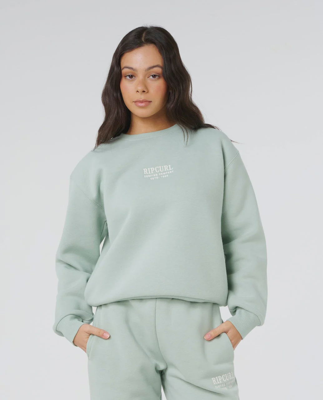Surf Staple Relaxed Crew - Aqua Grey