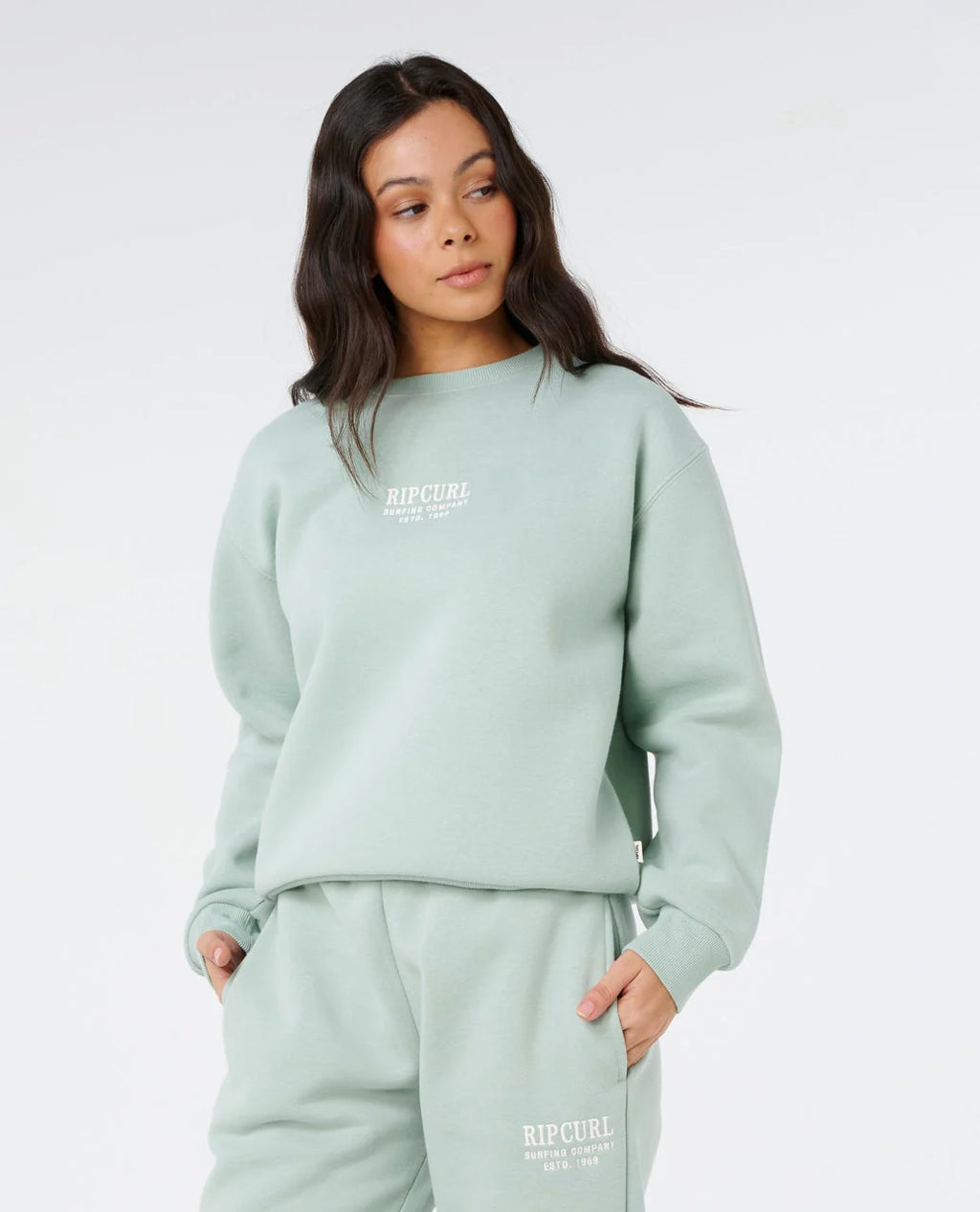 Surf Staple Relaxed Crew - Aqua Grey