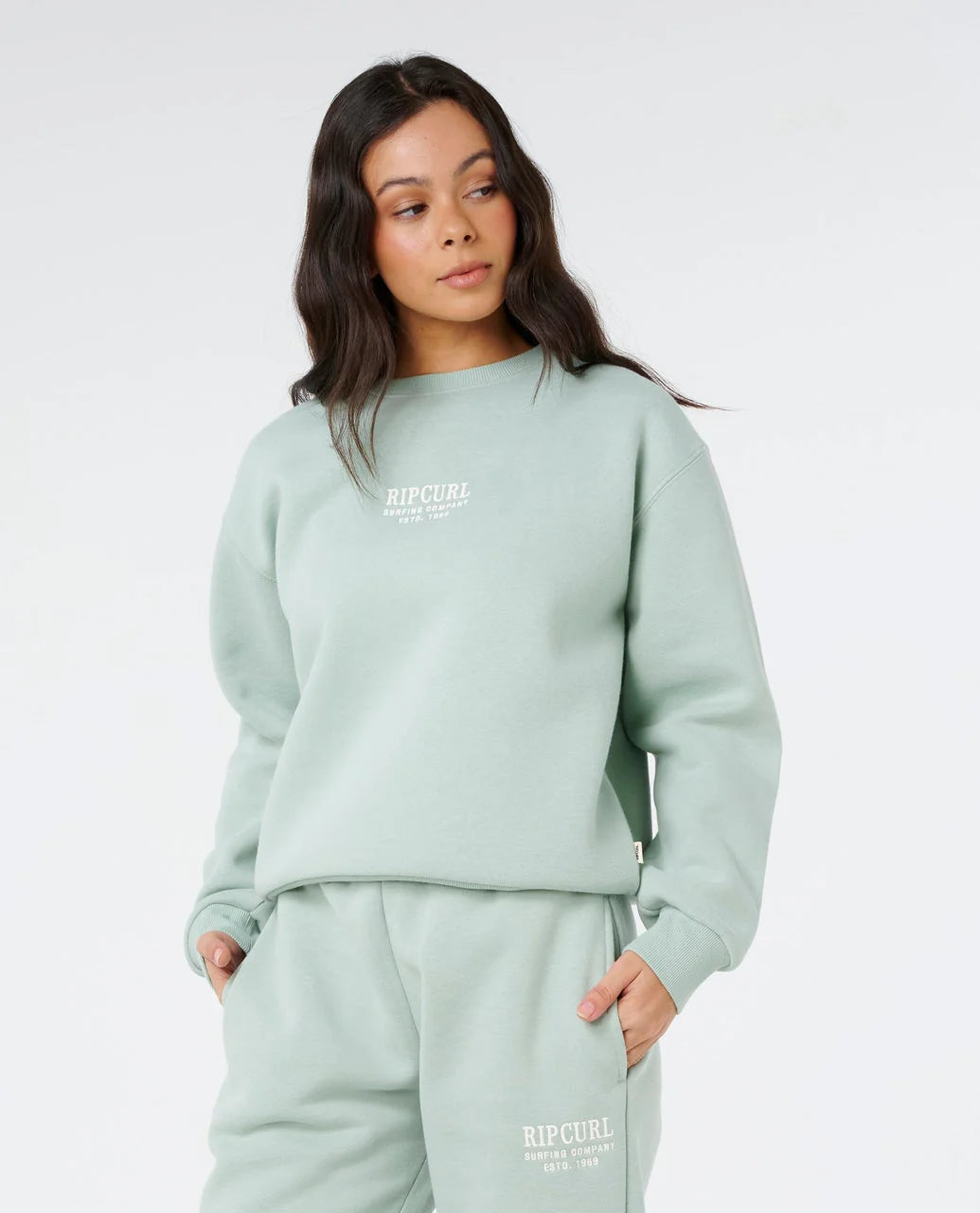 Surf Staple Relaxed Crew - Aqua Grey