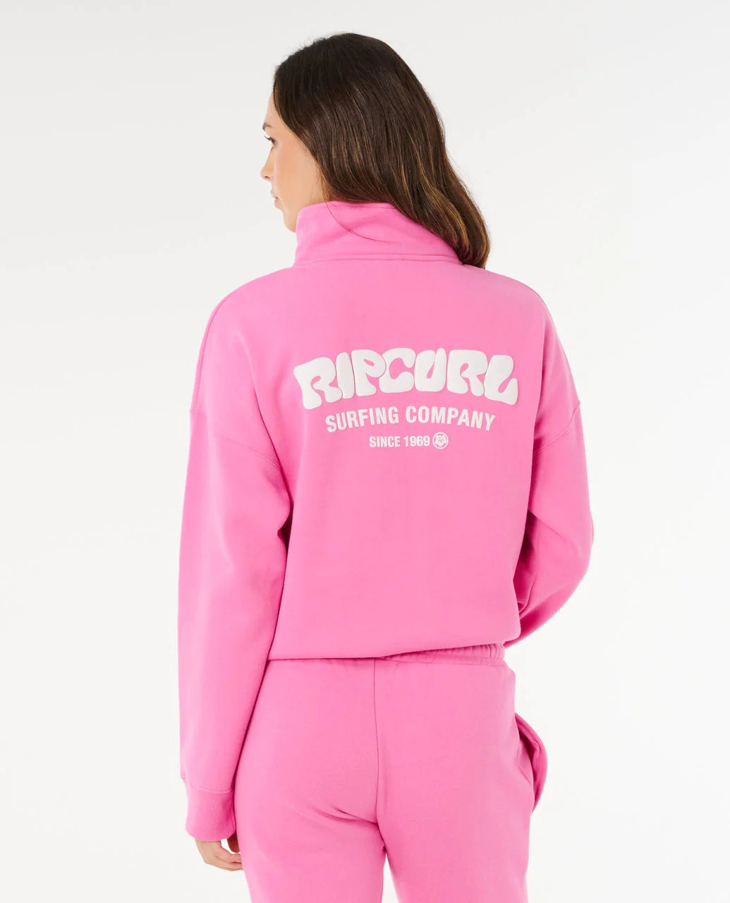 Surf Puff 1/4 Zip Crew - Pink