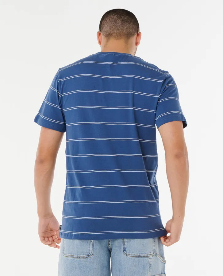 Plain Stripe Tee - Light Navy