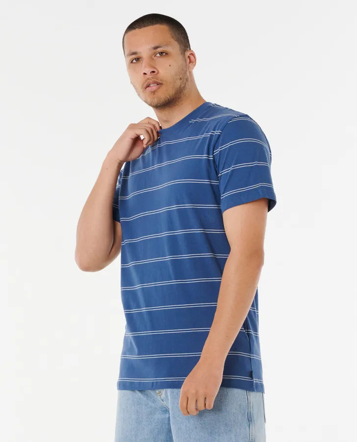 Plain Stripe Tee - Light Navy