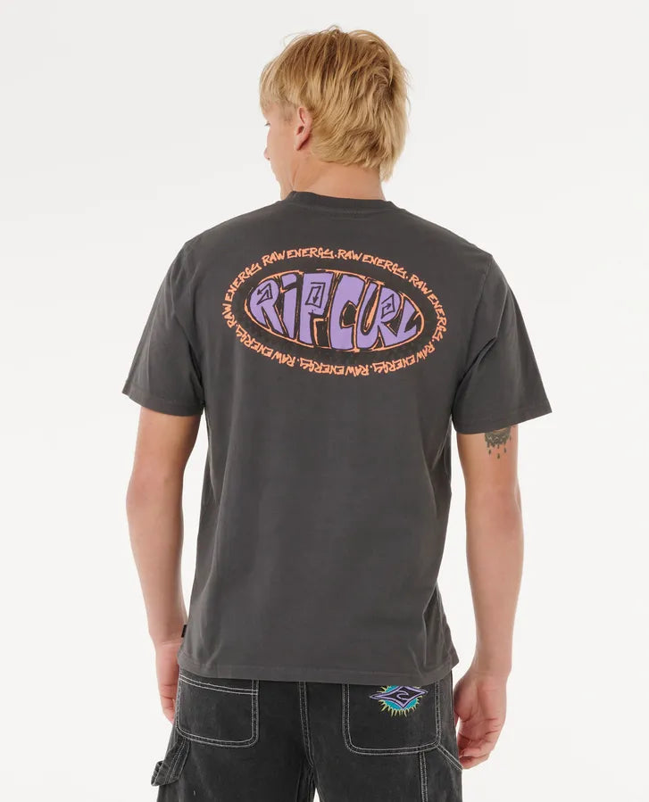 Raw Energy De Oval Tee - Washed Black