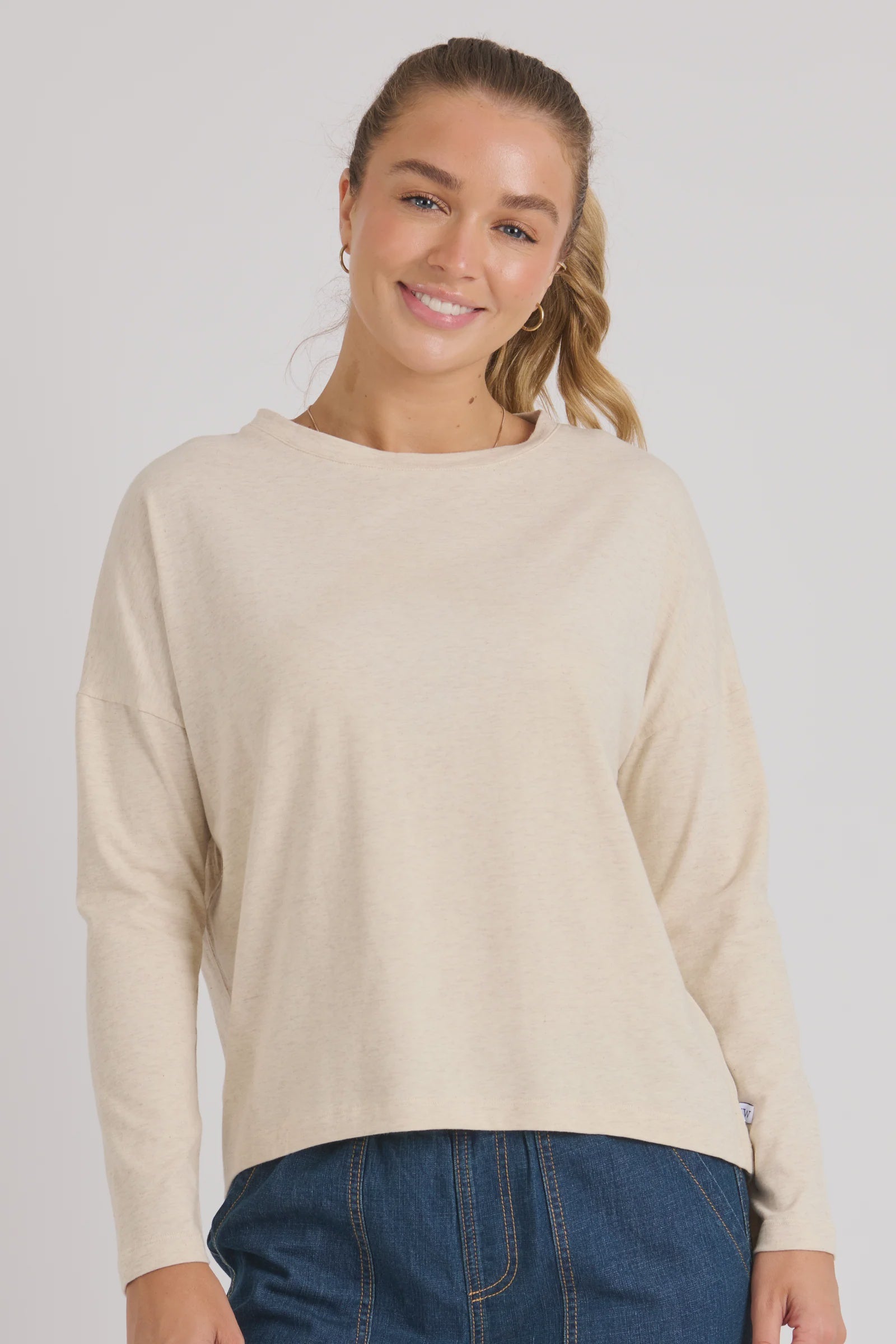 Drop Back L/S Tee - Oatmeal