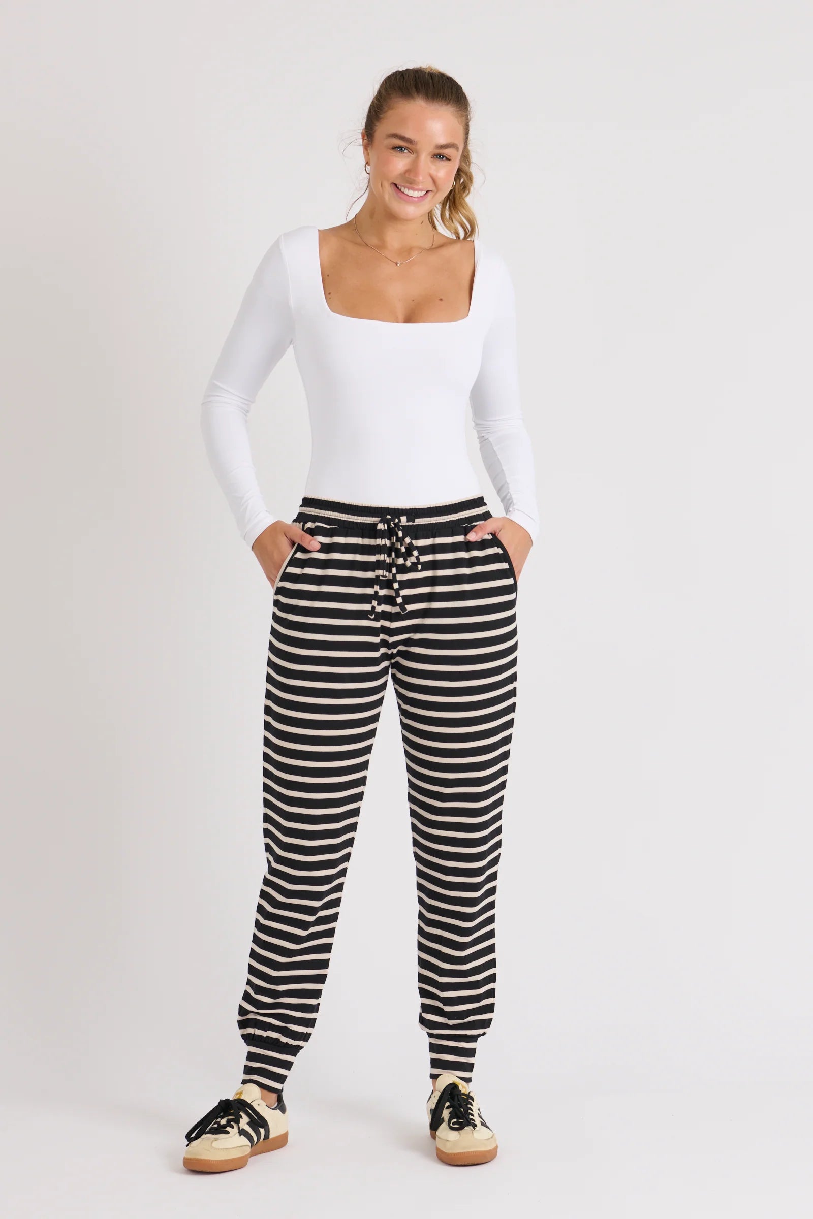 Everyday Pant - Beige Stripe