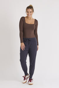 Waist Detail Jogger - Washed Navy