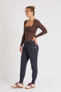 Waist Detail Jogger - Washed Navy