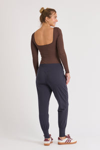 Waist Detail Jogger - Washed Navy