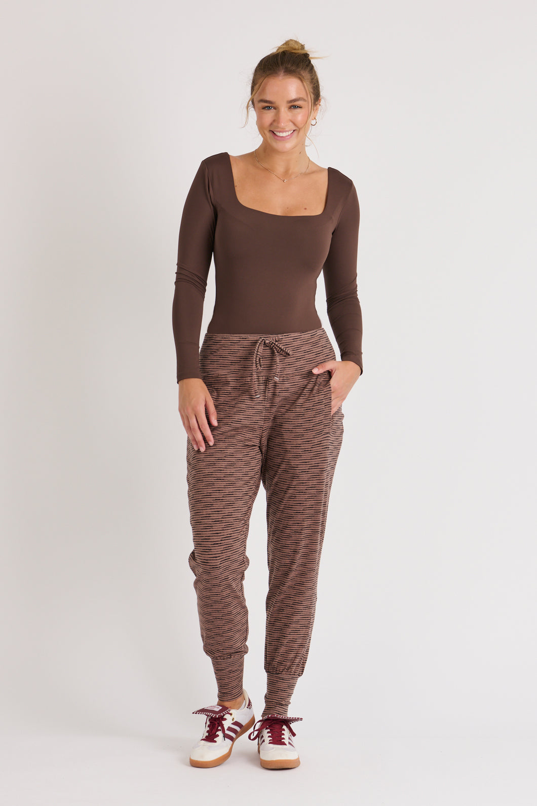 Waist Detail Jogger - Chocolate