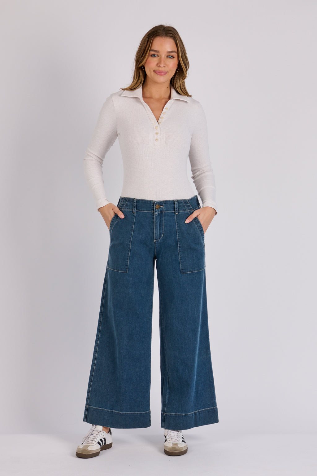 OTW Wide Leg Jeans-Mid Blue
