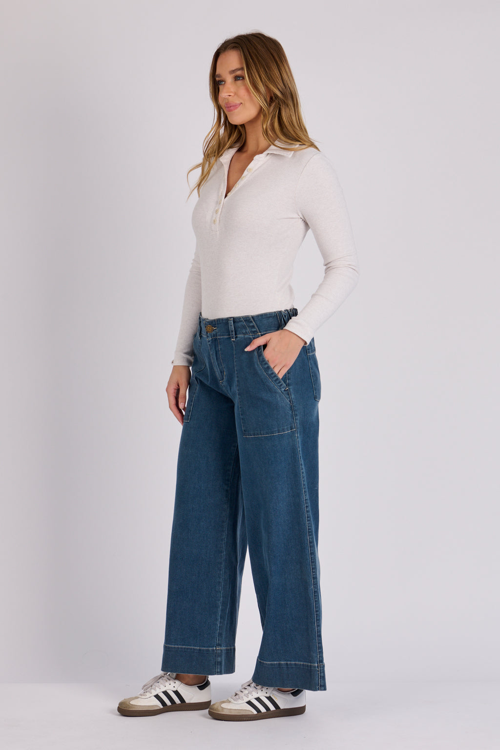 OTW Wide Leg Jeans-Mid Blue