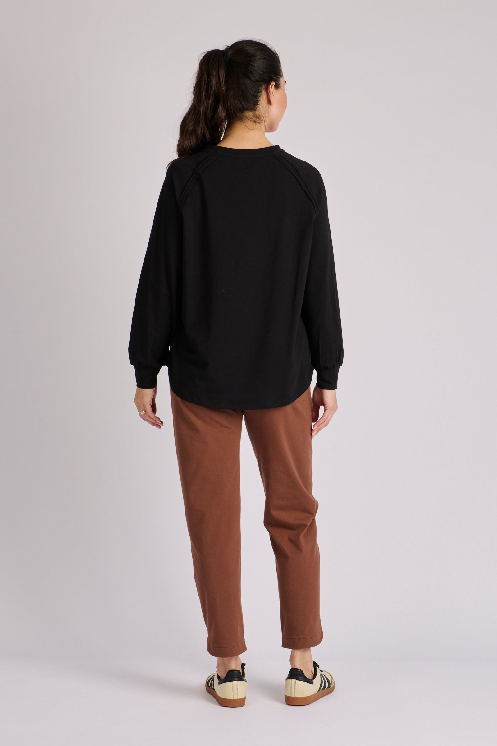 Collar Detail L/S Tee - Black