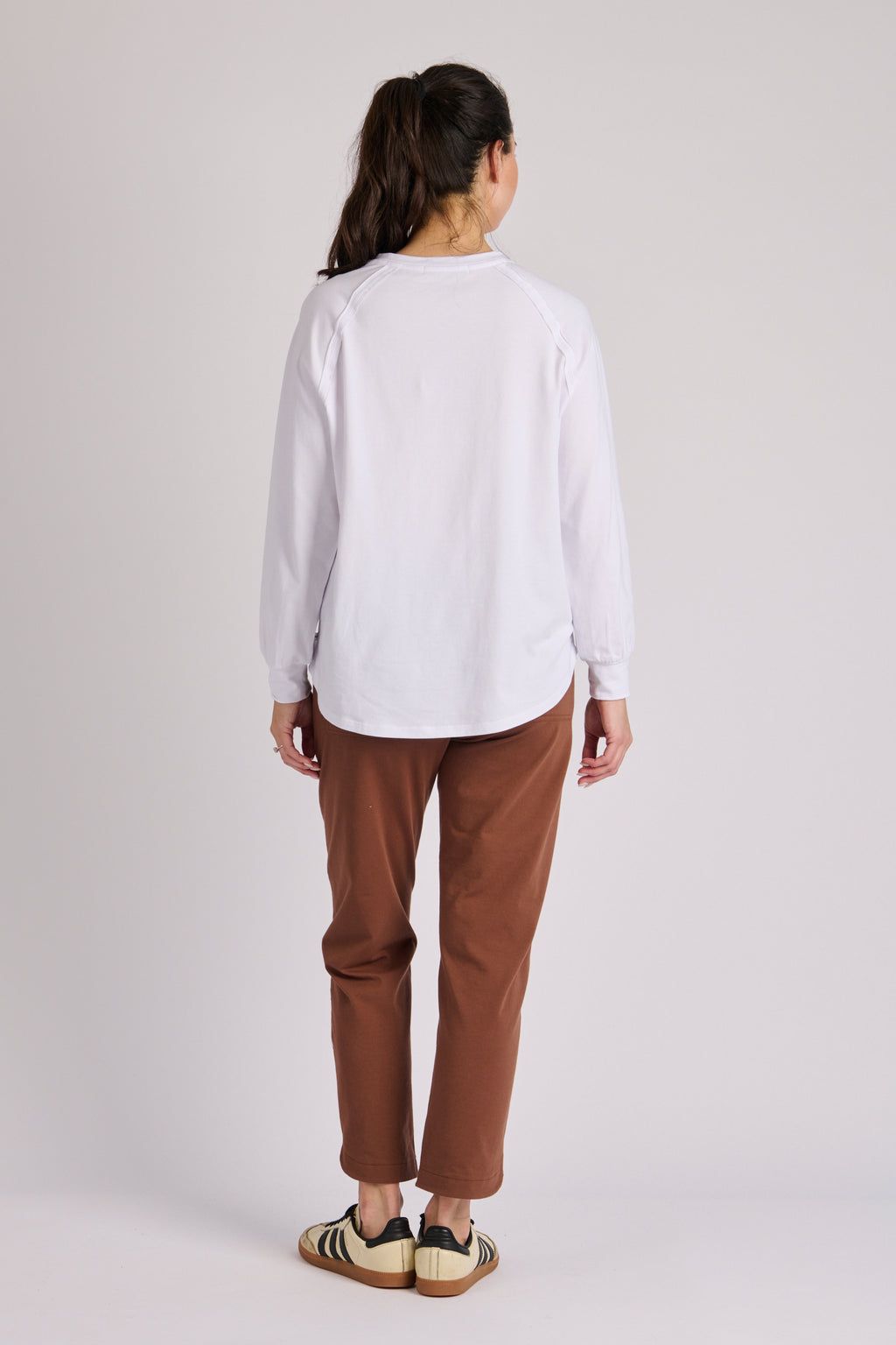 Collar Detail L/S Tee-White
