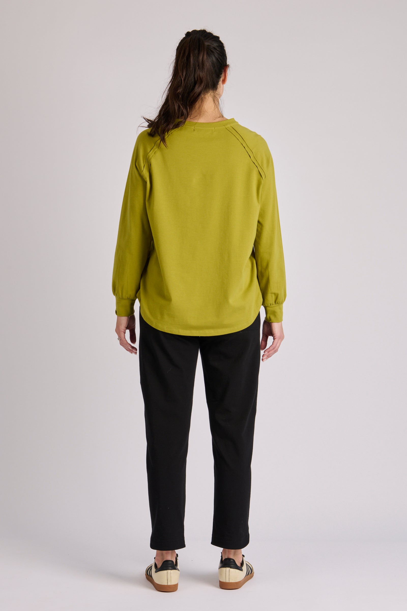 Collar Detail L/S Tee - Moss Green