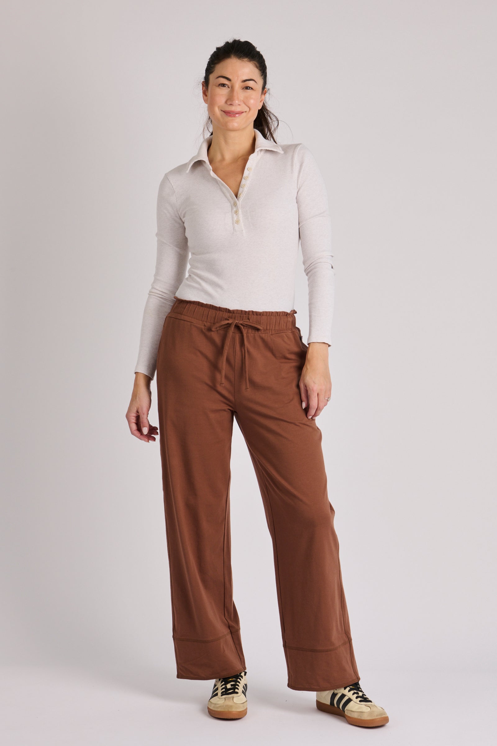 Cuff Detail Pant - Brown