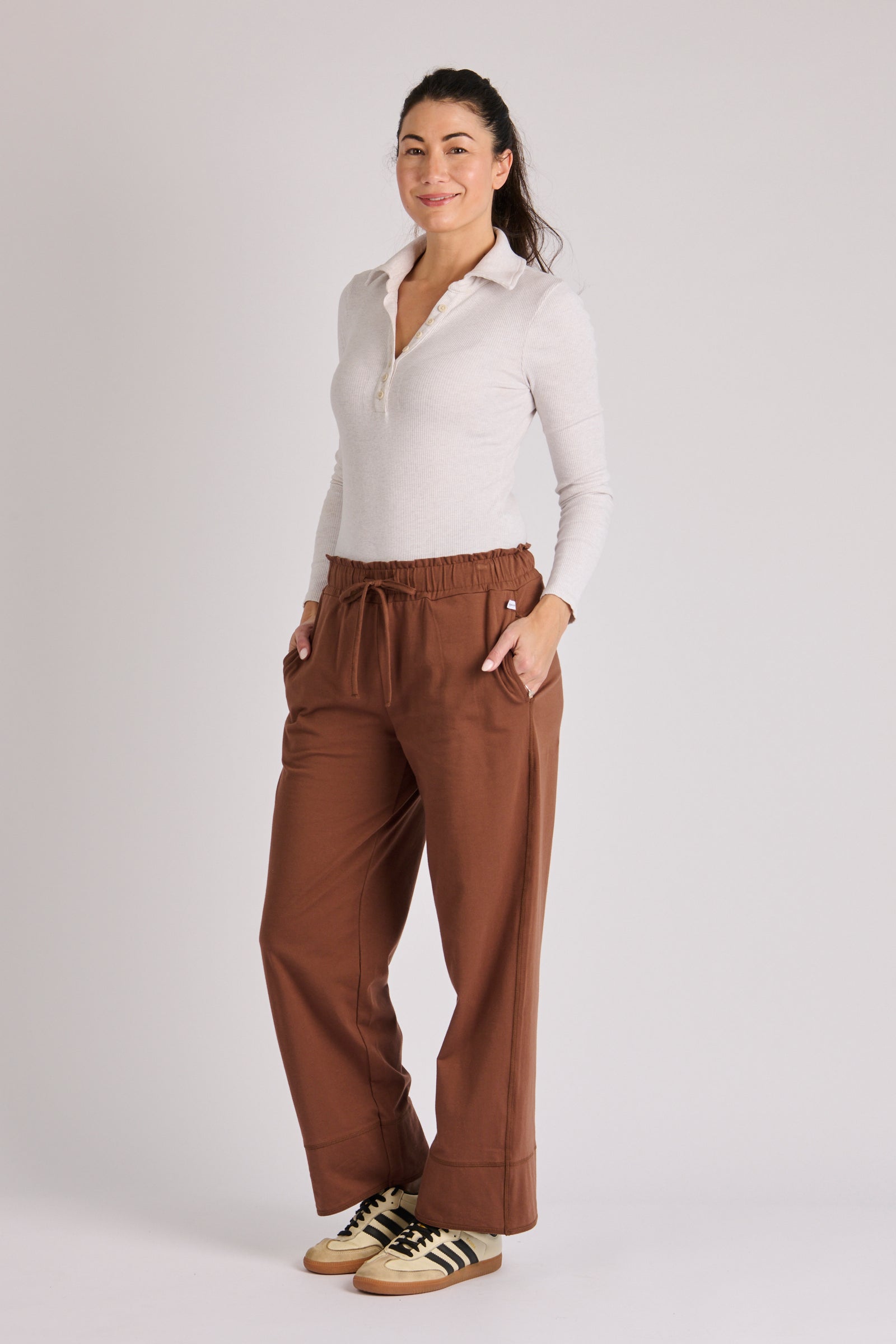 Cuff Detail Pant - Brown