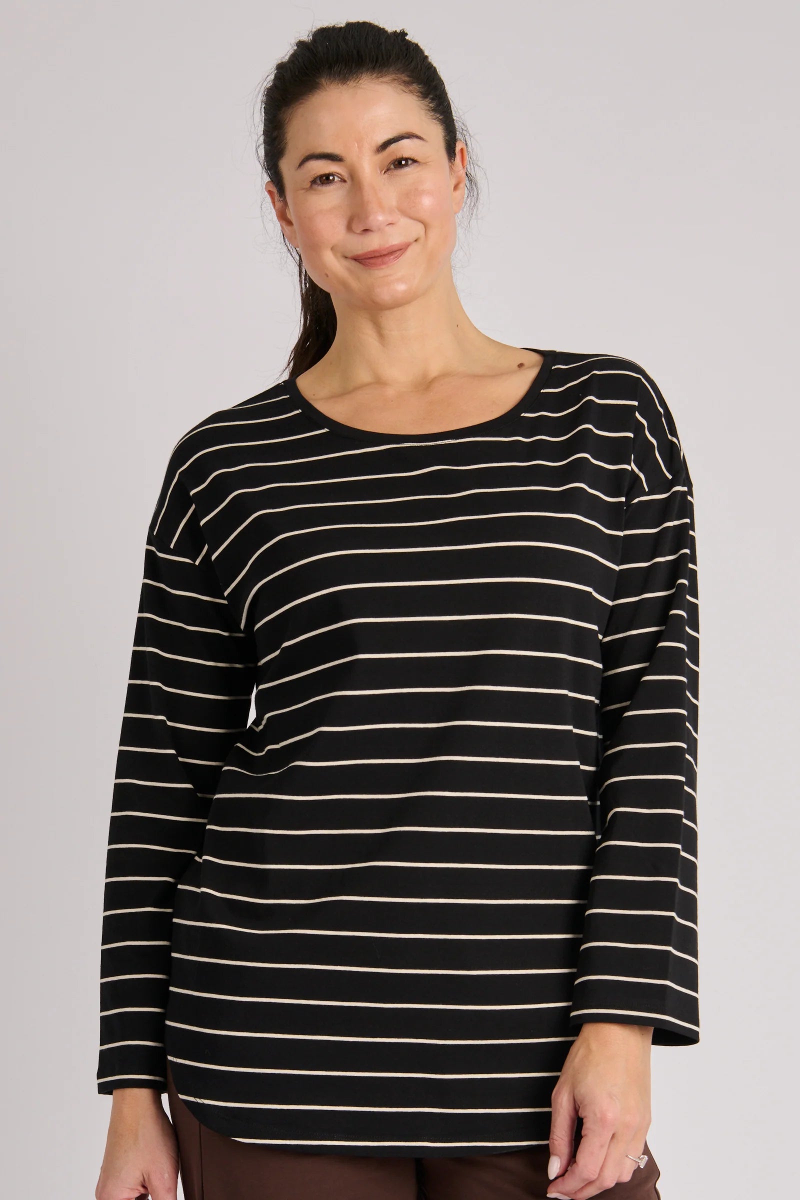 OTW Scoop Hem L/S Tee - Stripe