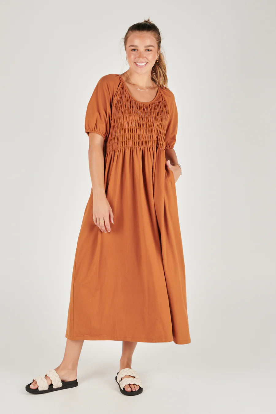 Shirred Bodice  Maxi Dress - 1023606