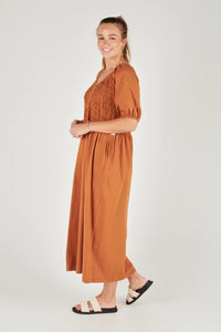Shirred Bodice  Maxi Dress - 1023606