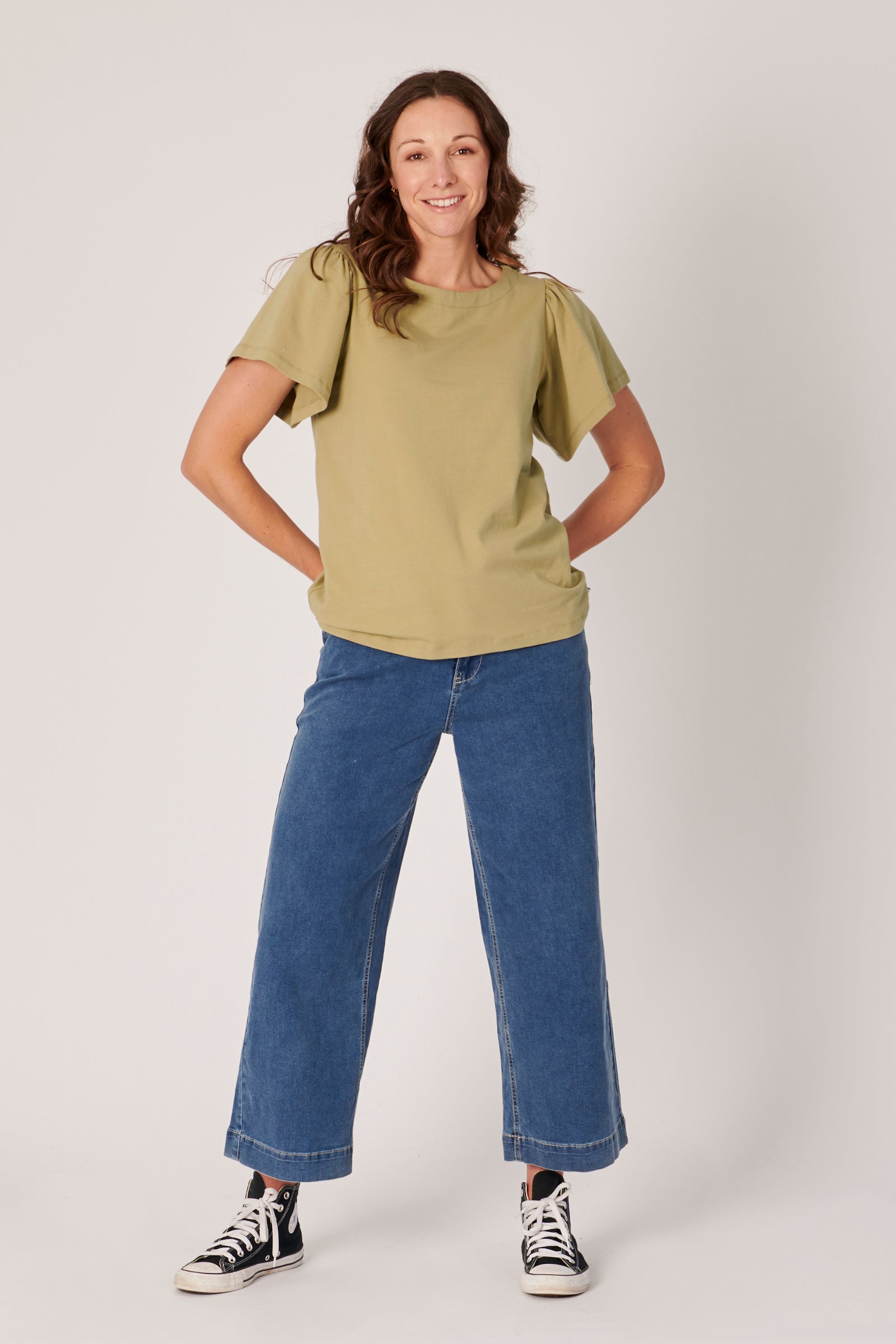 Flutter Sleeve Tee - Khaki