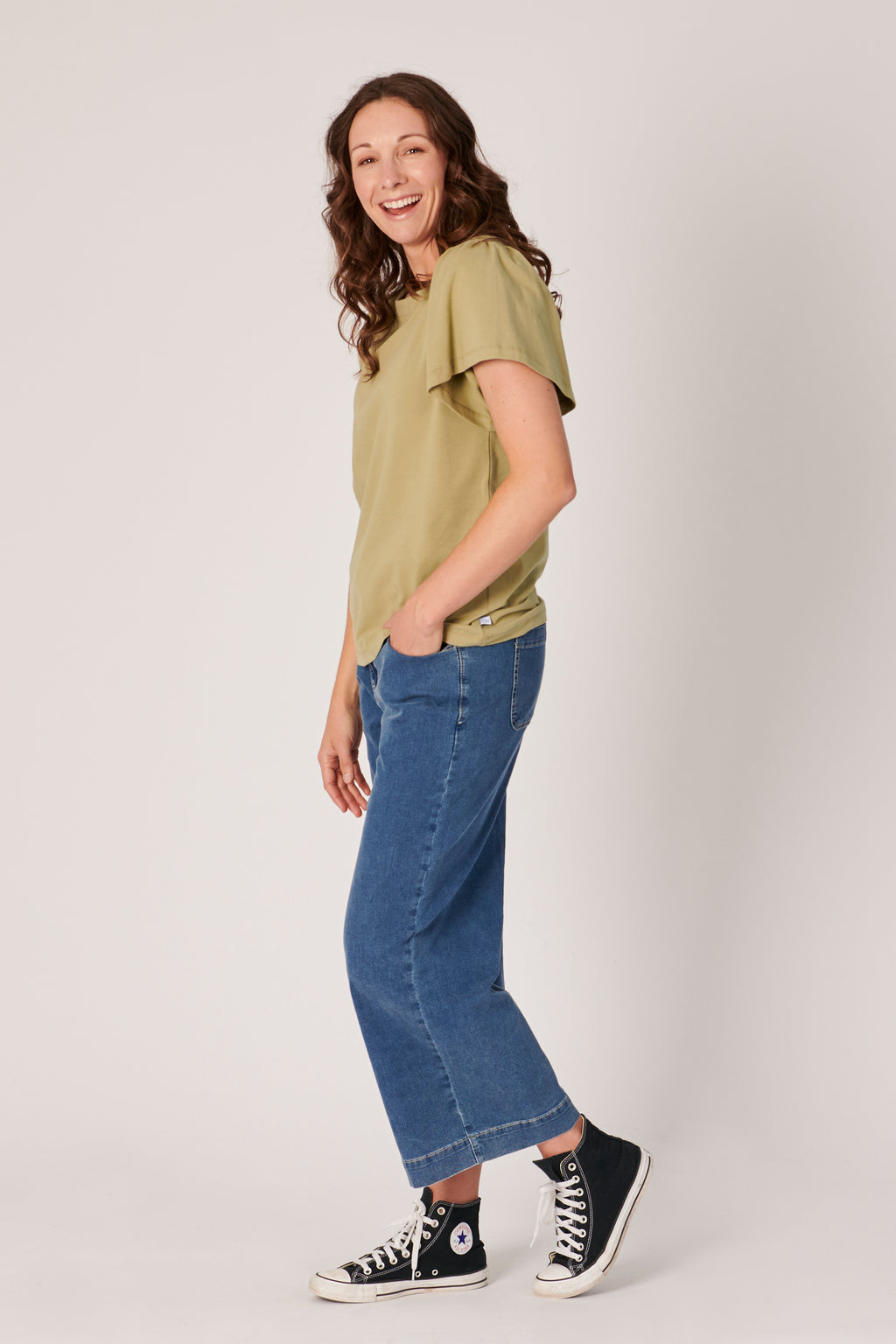 Flutter Sleeve Tee - Khaki