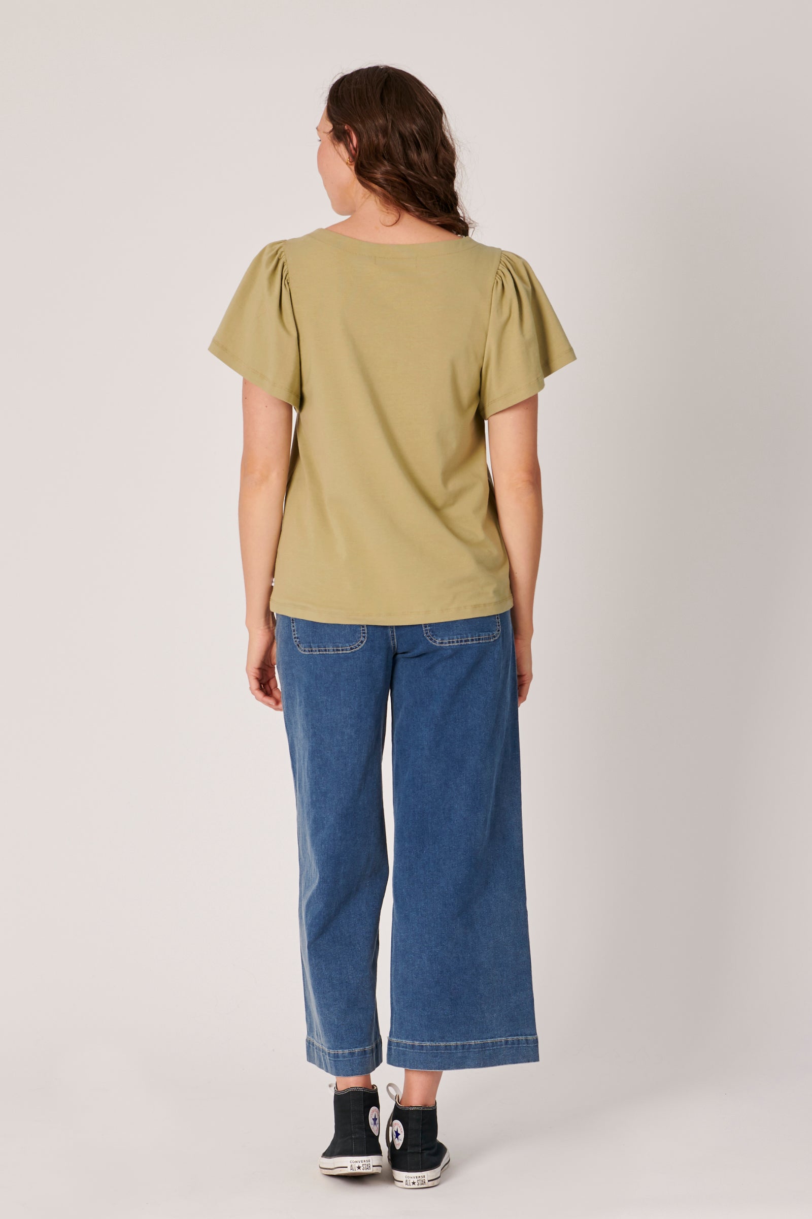 Flutter Sleeve Tee - Khaki