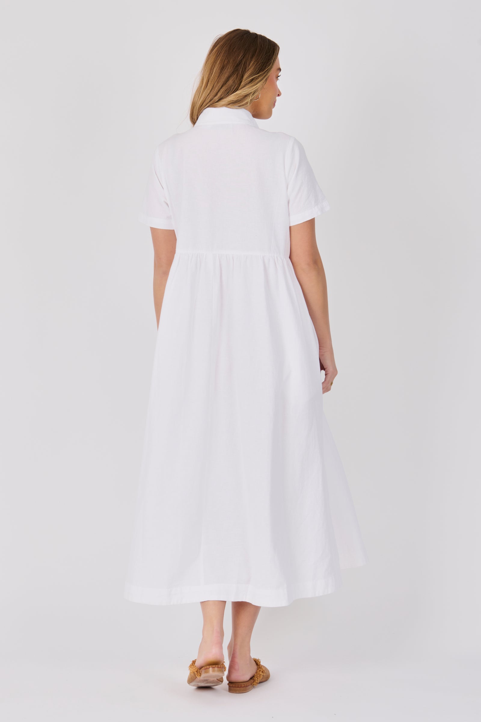 Pintuck Bodice Midi Dress