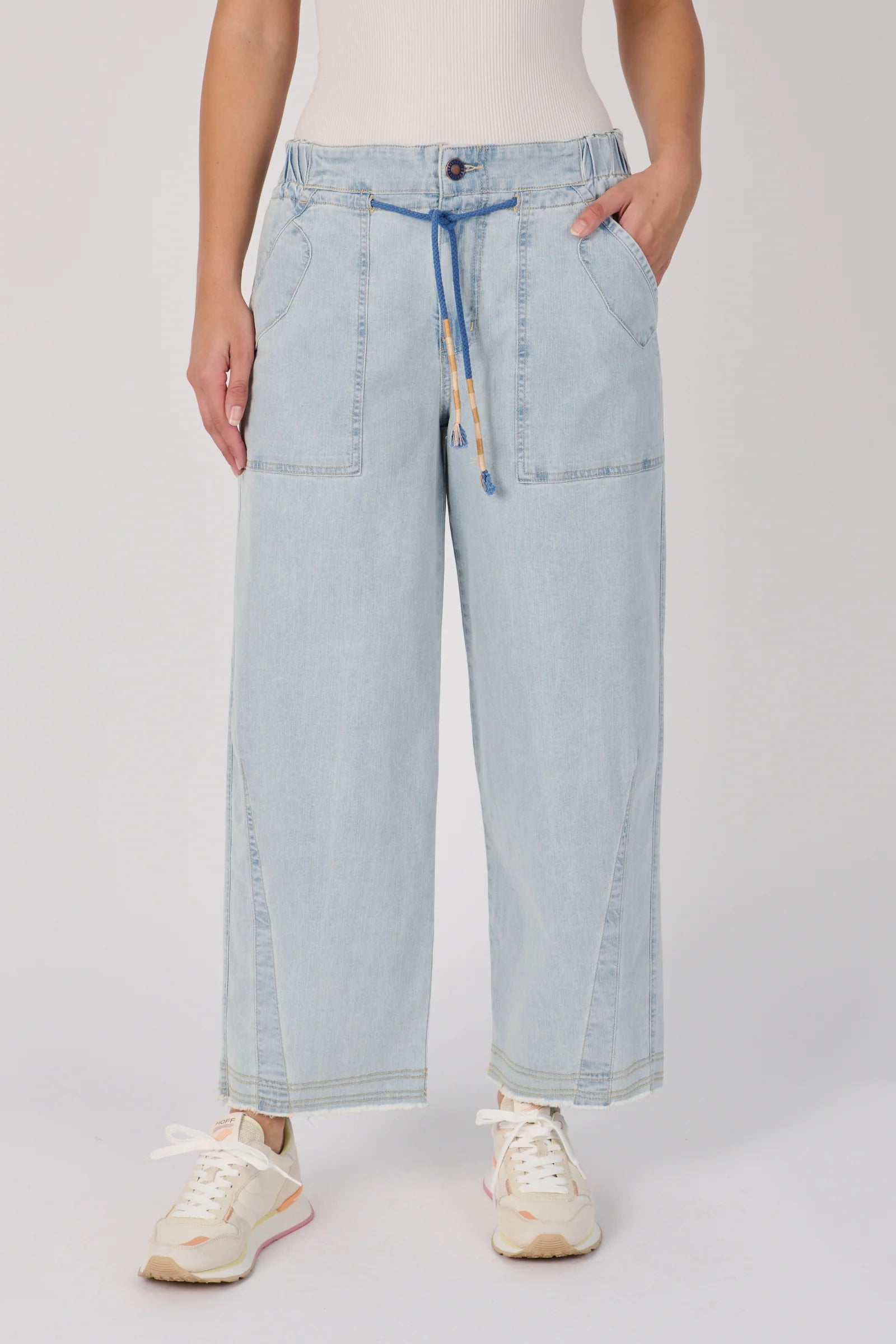 Tie Waist Baggy Jeans