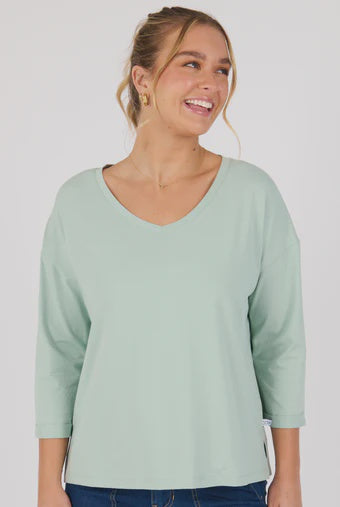 V-Neck 3/4 Tee - Sea Green