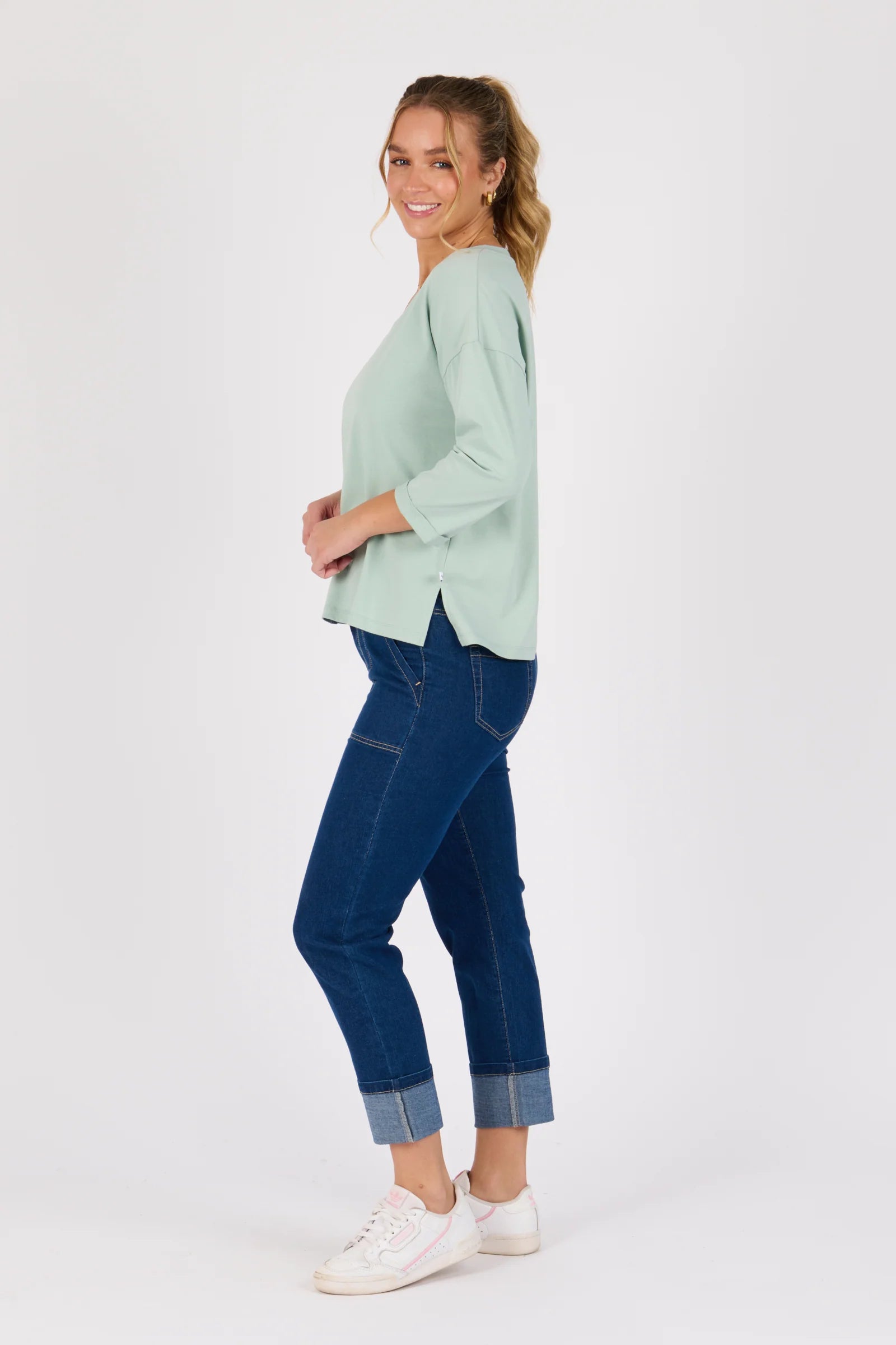 V-Neck 3/4 Tee - Sea Green