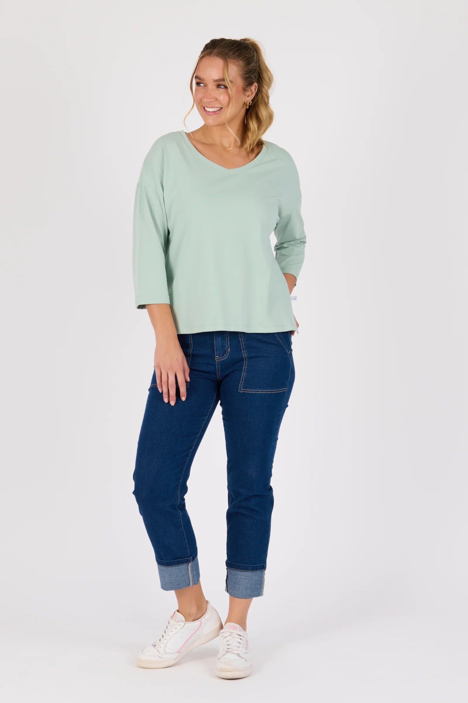V-Neck 3/4 Tee - Sea Green