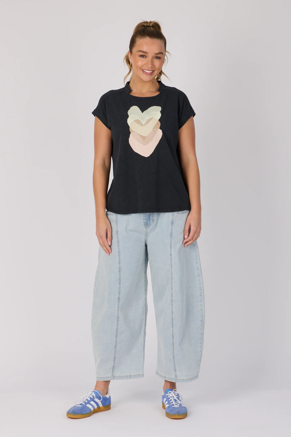 Half Collar Shell Tee-White Flower
