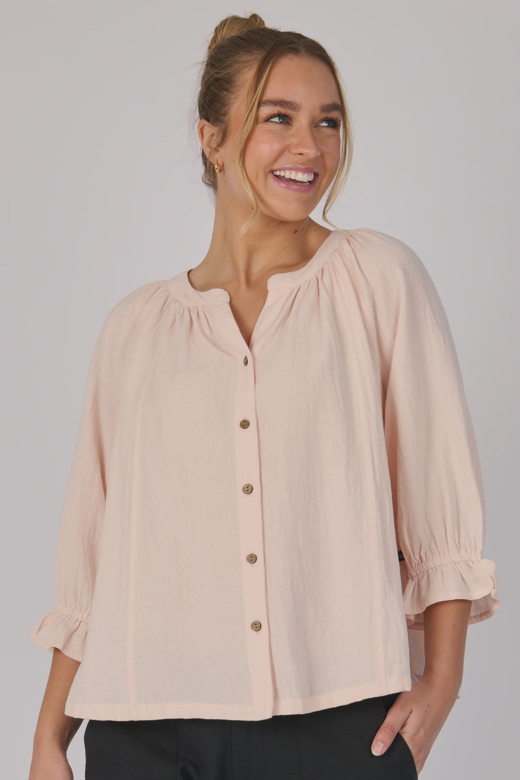 Frill Cuff Blouse - Soft Pink