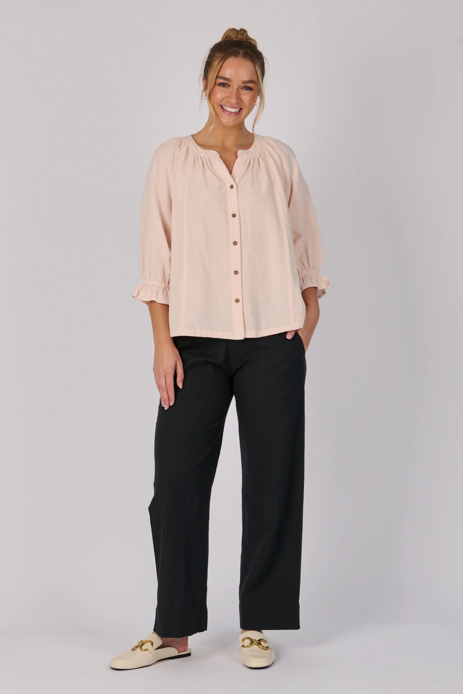 Frill Cuff Blouse - Soft Pink