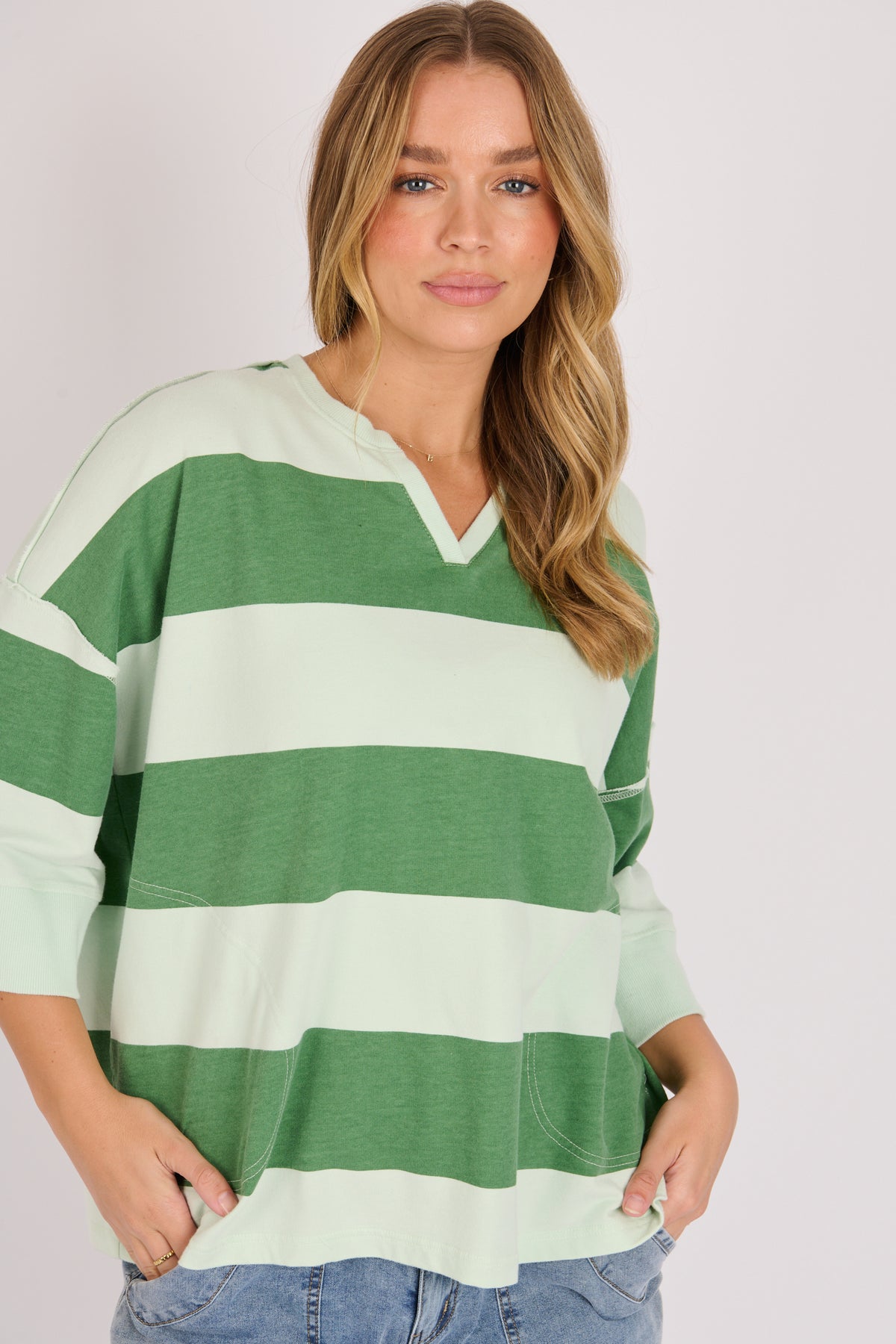 Half Sleeve Pop Over - Green