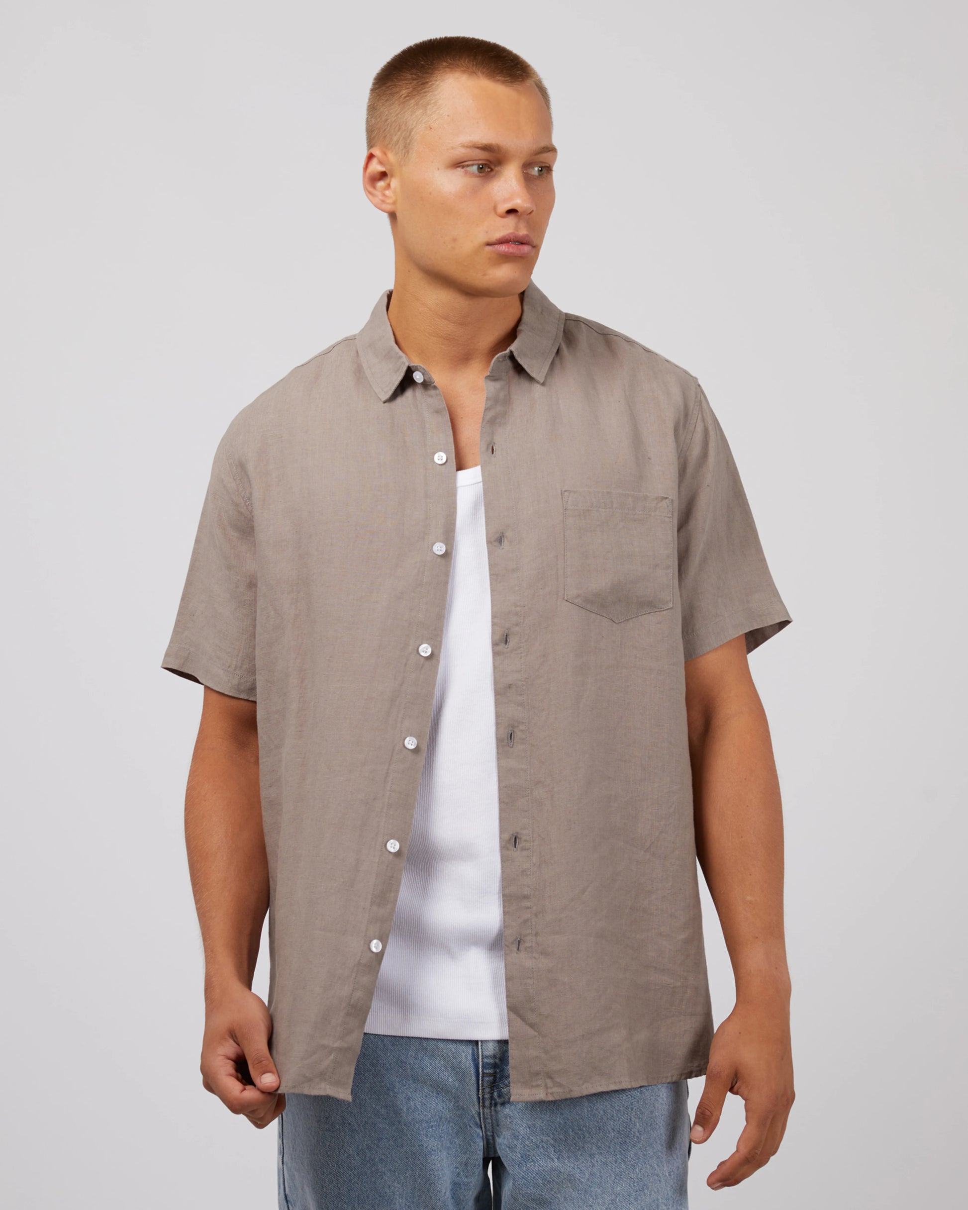 Linen SS Shirt - Mushroom