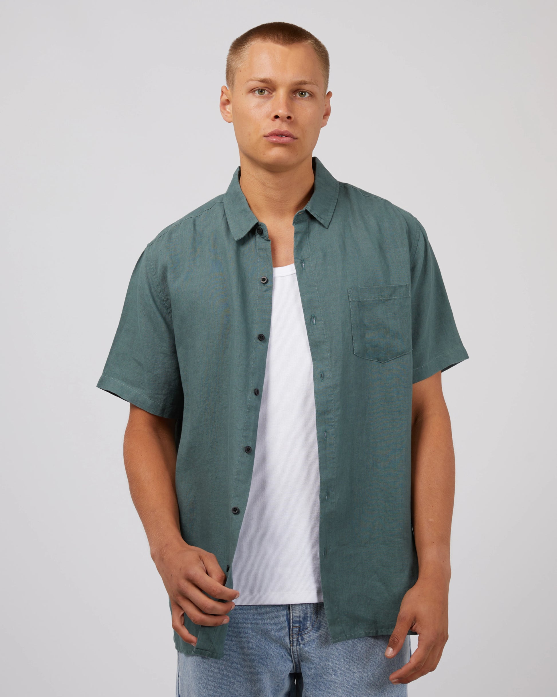 Linen SS Shirt - Pine