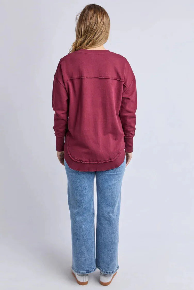Simplified Metallic Crew - Burgundy