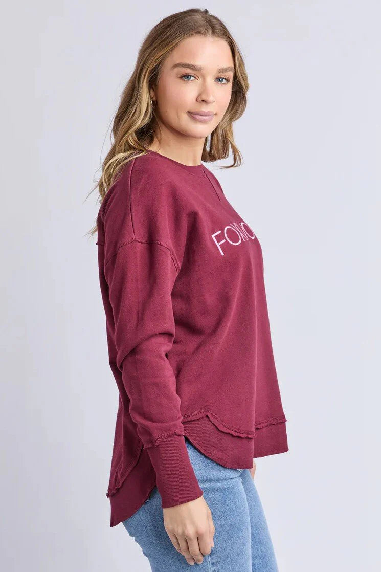 Simplified Metallic Crew - Burgundy