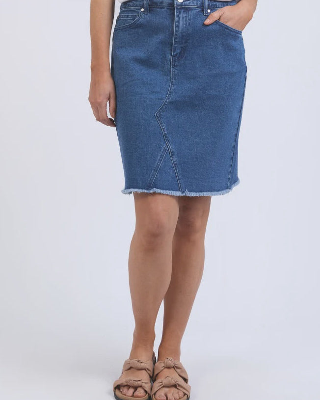 BELLE DENIM SKIRT-MID BLUE