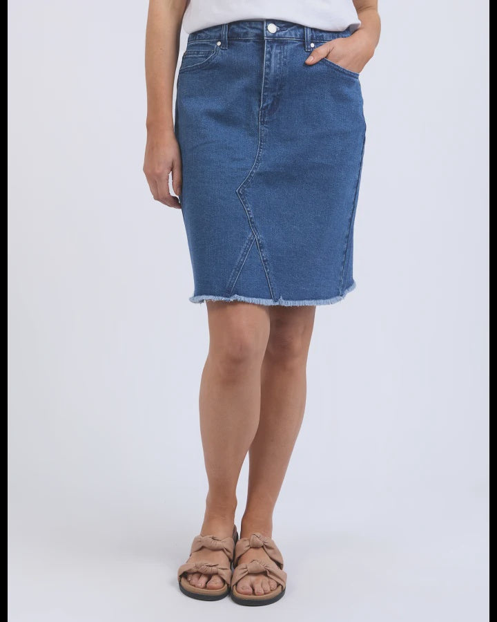BELLE DENIM SKIRT-MID BLUE