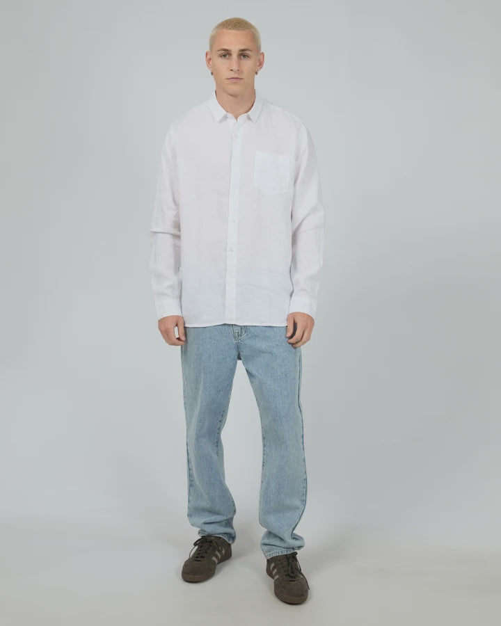 LINEN LS SHIRT II-WHITE