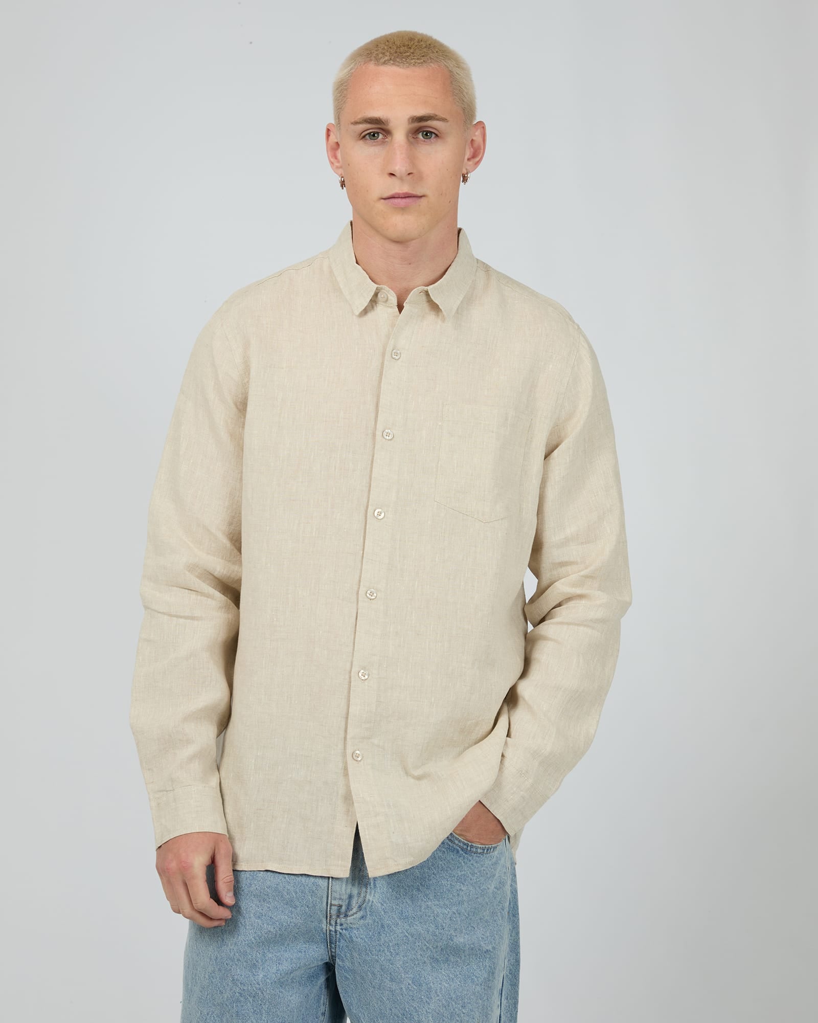 Linen L/S Shirt -Natural