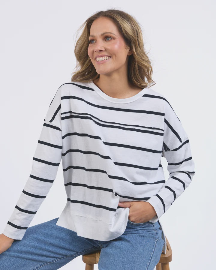 Jayne Stripe Throw On Top White/Navy