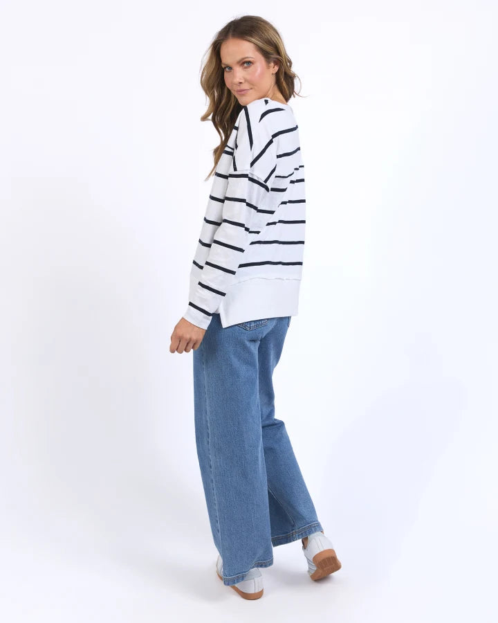 Jayne Stripe Throw On Top White/Navy