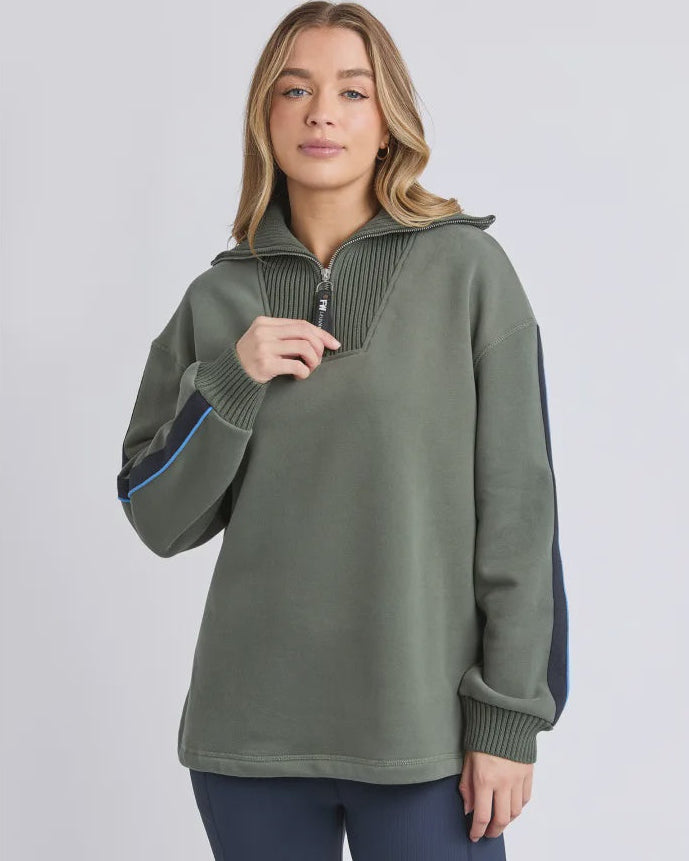 Knit Collar Crew - Khaki