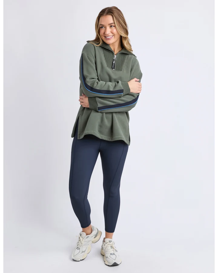Knit Collar Crew - Khaki
